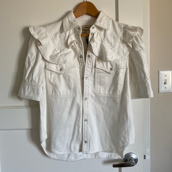 Tops - Zadig & Volaire Toky Denim Western Cream White Color Blouse Shirt